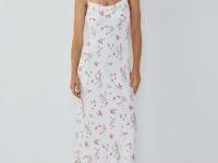 Платье с принтом и открытой спиной, Белый