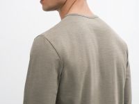 Лонгслив с воротником хенли, Бежевый