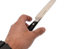 Набор кухонных ножей Okroshka Tartar в подставке, 5 ножей + ножницы, сталь 5cr15mov, рукоять сталь/пластик
