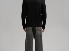 Лонгслив прямого кроя из мерсеризованного хлопка