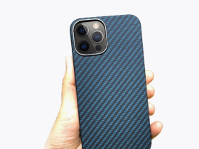 Чехол-накладка Kzdoo Kevlar Case для iPhone 14 Pro Max карбоновый (черно-синий в полоску)