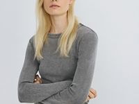 Лонгслив с эффектом стирки, Серый