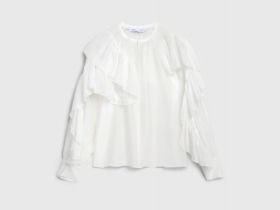 Блузка из лиоцелла с рюшами, Белый