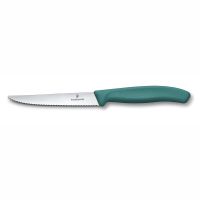 Нож для стейка и пиццы серрейтор Victorinox Swiss Classic 11 см, нержавеющая сталь, рукоять пластик, зеленый