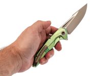 Складной нож TUOTOWN Guerrero, сталь M390, рукоять Green Crystal Ti/Green Carbon Fiber