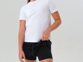 Комплект трикотажный для девочек: фуфайка (футболка), юбка-шорты