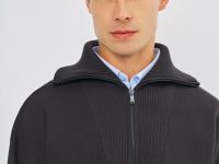 Джемпер с воротником-стойкой на молнии, Коричневый