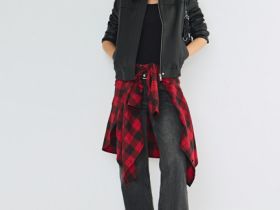 Бомбер из натуральной кожи, Черный