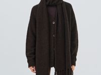 Кардиган оверсайз с шарфом, Коричневый