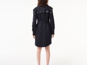 Женское платье Lacoste свободного кроя с поясом и длинным рукавом