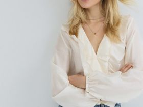 Блузка из лиоцелла с рюшами, Бежевый