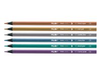Набор цветных карандашей MILAN 6 цв металлик, трехгранные, в пластиковой упаковке
