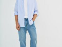 Рубашка из эластичной ткани, Голубой