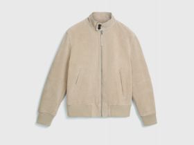 Бомбер из натуральной замши, Бежевый