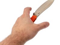 Нож Нессмук, сталь VG10, рукоять оранжевая G10