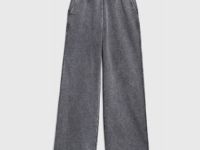 Базовые широкие брюки с эффектом стирки, Серый