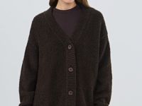 Кардиган оверсайз с шарфом, Коричневый