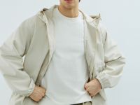 Ветровка с капюшоном, Бежевый