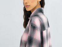 Рубашка в клетку со стразами, Розовый