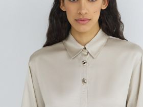 Сатиновая блузка из вискозы, Бежевый