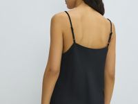 Сатиновый топ с кружевом, Черный