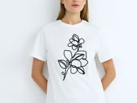 Футболка с цветочным декором, Белый