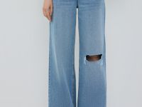 Прямые свободные джинсы, Голубой