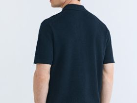Поло из текстурной ткани, Синий