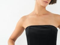 Бархатный топ с баской, Черный