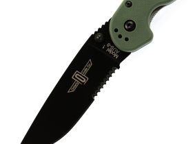 Складной нож полусеррейторный Ontario RAT 1, сталь AUS-8, рукоять термопластик GRN, зеленый/черный