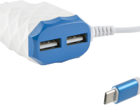 Зарядное устройство Red Line NC-2.1AC(B) USB/USB с кабелем microUSB 10 Вт Белое / Синее
