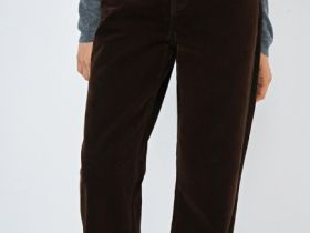 Прямые джинсы с бархатным напылением, Коричневый