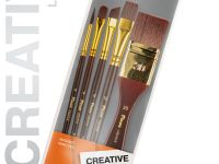 Набор кистей бордовая синтетика Pinax "CREATIVE" АССОРТИ с флейцем 5 шт