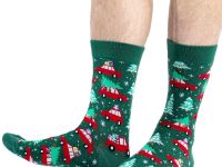 Дизайнерские носки серии Рождество и Новый год "Везем подарки в каждый дом", р-р 38-45 (зеленый)