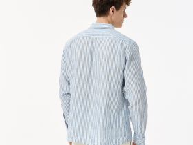 Мужская льняная рубашка Lacoste в полоску