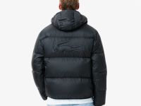Мужской короткий влагоотталкивающий и ветроустойчивый пуховик Lacoste с капюшоном