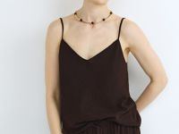 Топ изо льна на бретелях, Коричневый