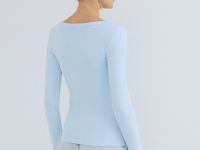 Приталенный лонгслив в рубчик, Голубой