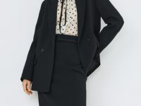 Блузка с принтом в горошек, Белый