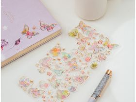 Наклейки гелевые MESHU "Rainbow butterflies", 10*22см, 57 наклеек