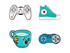 Набор металлических значков MESHU "Gamer's set", эмаль, 4 шт