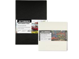 Скетчбук Sketchmarker Black&White, 2 в 1, мягкая обл. черная/белая, 12х12 см 60 л 140 г бум. белая/