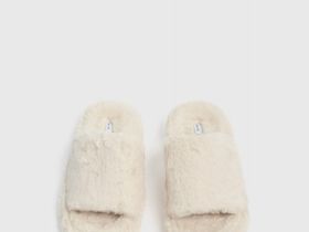 Тапочки с искусственным мехом, Бежевый