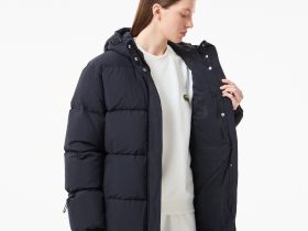 Женский длинный пуховик Lacoste с поясом