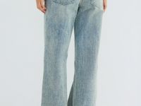 Широкие джинсы со стразами, Голубой