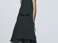 Шифоновое принтованное платье, Черный