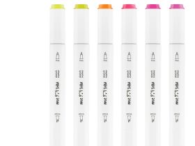 Набор маркеров для скетчинга MESHU 6 цв, флуоресцентные цвета