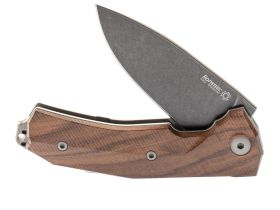 Нож складной LionSteel KUR BST Santos Wood, сталь Stonewashed & PVD-Coated Uddeholm Sleipner®, рукоять палисандр
