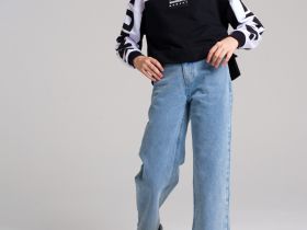 Брюки текстильные джинсовые для девочек