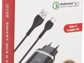 Зарядное устройство Hoco C12Q USB с кабелем USB-C 18 Вт Чёрное